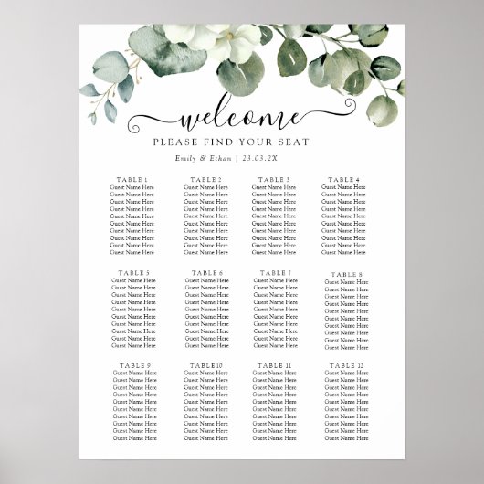 Poster Eucalyptus Rustique Mariage de verdure (Devant)