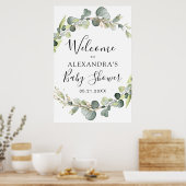 Poster Eucalyptus Sage Green Floral Baby Shower (Cuisine)