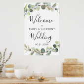 Poster Eucalyptus Sage Green Wedding Welcome Sign (Cuisine)