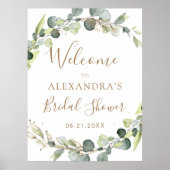 Poster Eucalyptus Sage Vert Floral Baby Shower  (Devant)