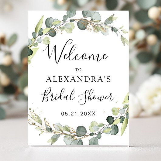 Poster Eucalyptus Sage Vert Floral Baby Shower 