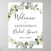 Poster Eucalyptus Sage Vert Floral Baby Shower  (Devant)