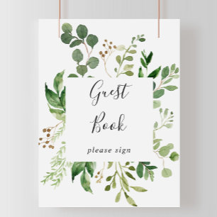 Poster Eucalyptus Simple Brown Floral Livre d'Invitation 