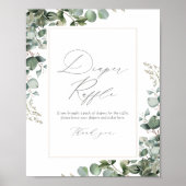 Poster Eucalyptus vert Baby shower Déchets Raffle (Devant)