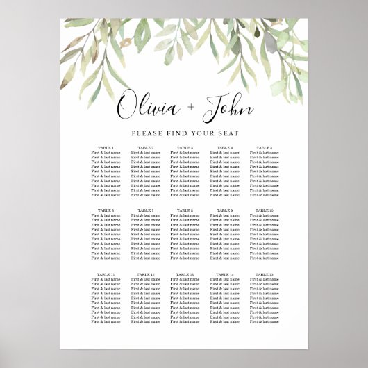 Poster Eucalyptus Vert Mariage simple (Devant)