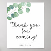 Poster Eucalyptus vert - Merci pour venir (Devant)