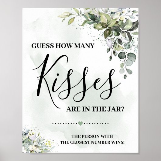 Poster Eucalyptus vert succulent combien de baisers signe (Devant)