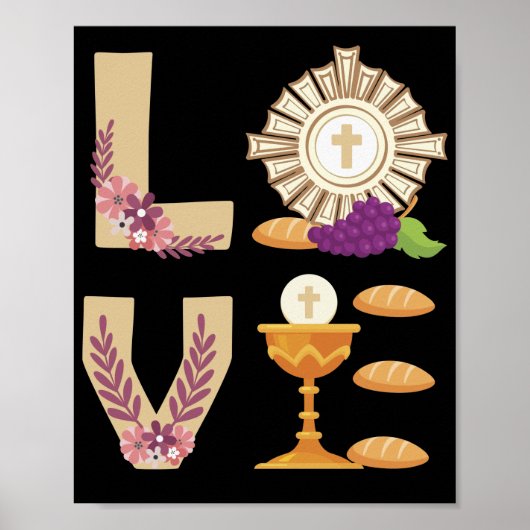 Poster Eucharis 1ère Communion catholique pour les filles (Devant)