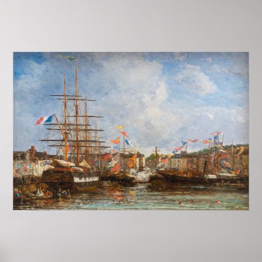 Poster Eugene Boudin - Festival dans le port de Honfleur (Devant)