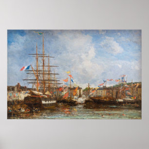 Poster Eugene Boudin - Fête dans le port de Honfleur