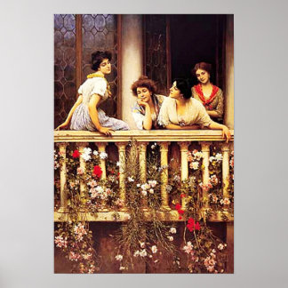 Poster Eugene de Blaas - Peinture académique Balcon