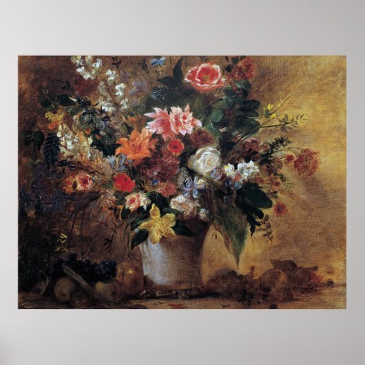 Poster Eugene Delacroix Bouquet Vintage de fleurs (Devant)