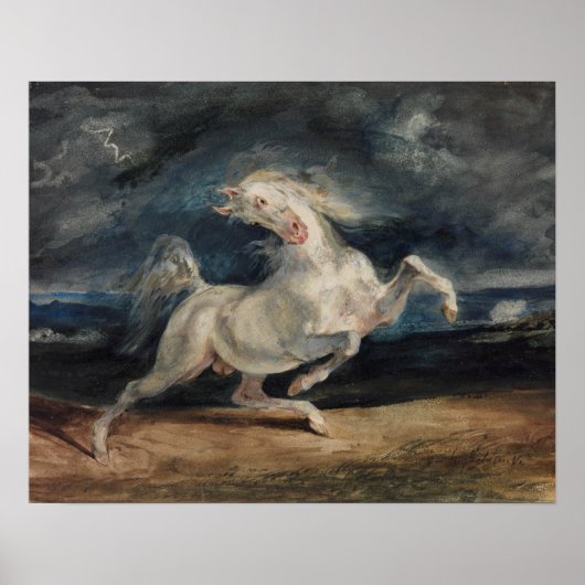 Poster Eugene Delacroix - Cheval effrayé par la foudre (Devant)