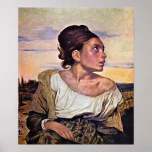 Poster Eugene Delacroix - Enfant orphelin dans le cimetiè