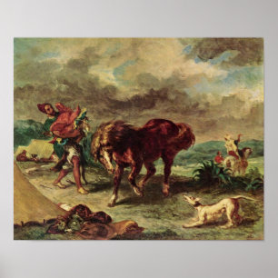 Poster Eugene Delacroix - Le Marocain et son cheval
