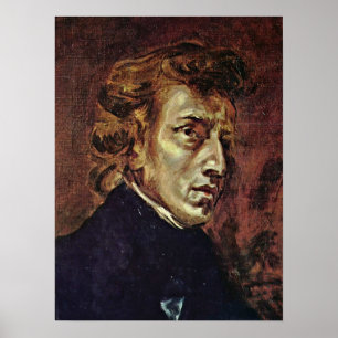 Poster Eugene Delacroix - Portrait de Frédéric Chopin