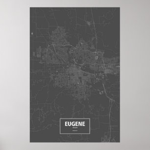 Poster Eugene, Oregon (blanc sur noir)
