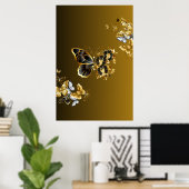 Poster Euphonie d'or - Papillon noir et or (Bureau à domicile)