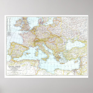 Poster " Europa : 1939 - Detaillierte Landkarte ...