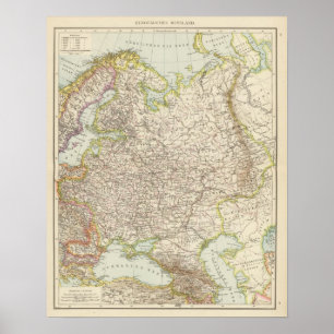 Poster Europaisches Russie - Carte de l'Europe et de la R