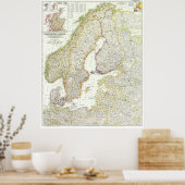 Poster " Europe : 1954 Europe du Nord détaillée MAP ... (Cuisine)