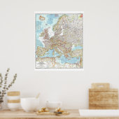 Poster " Europe : 1957 Carte détaillée ... (Cuisine)