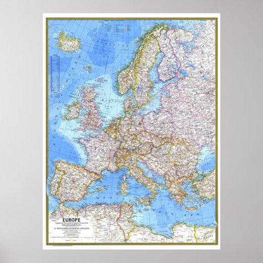 Poster " Europe : 1977 Carte détaillée ... (Devant)