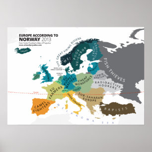 Poster Europe According to Norway