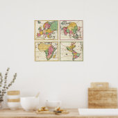 Poster Europe, Asie, Afrique, Amérique (Cuisine)