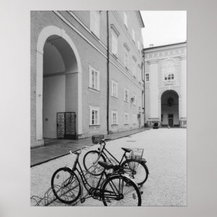 Poster Europe, Autriche, Salzbourg. Vélos dans