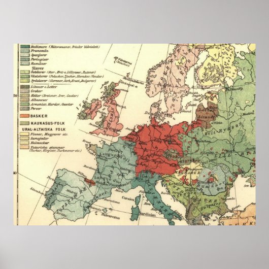 Poster Europe Carte Pays Antique Mondiale (Devant)