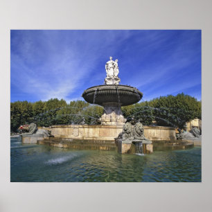 Poster Europe, France, Aix-en-Provence. Fontaine