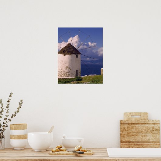 Poster Europe, Grèce, Mykonos. Un blanc frappant (Cuisine)