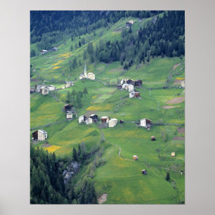 Poster Europe, Italie, Alpes Dolomites. Ce petit village