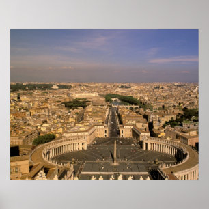 Poster Europe, Italie, Rome, Vatican. Vue depuis St.