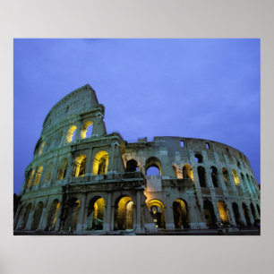 Poster Europe, Italie, Rome. Vue nocturne sur la