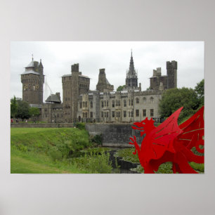 Poster Europe, Pays de Galles, Cardiff. Château de Cardif