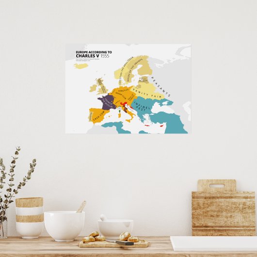 Poster Europe Selon Charles V, Saint Empereur Romain (Cuisine)