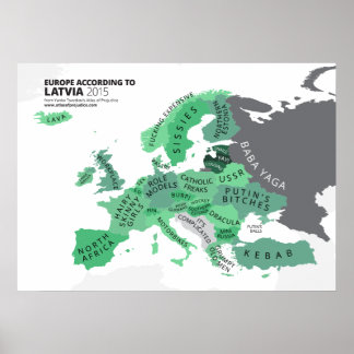 Poster Europe Selon la Lettonie