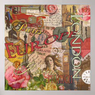 Poster Europe Travel Vintage