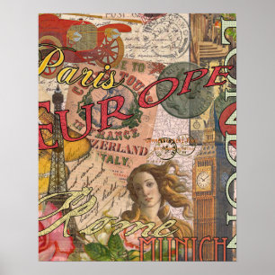 Poster Europe Travel Vintage