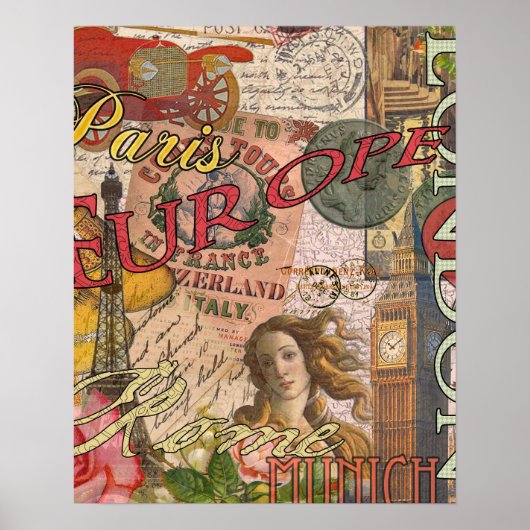 Poster Europe Travel Vintage (Devant)