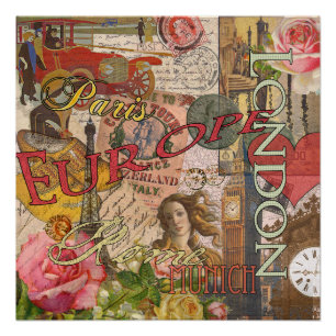 Poster Europe Travel Vintage