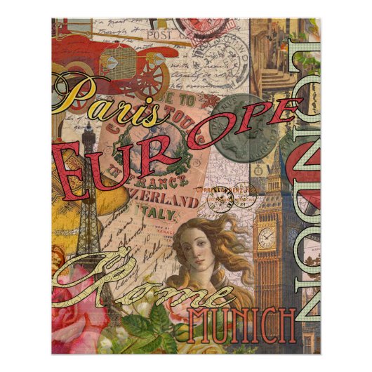 Poster Europe Travel Vintage (Devant)