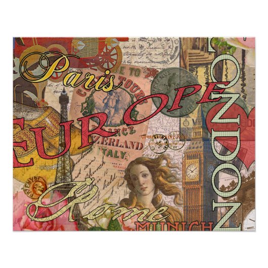 Poster Europe Travel Vintage (Devant)