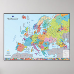 Poster "European Nations" Carte des nations (en anglais)