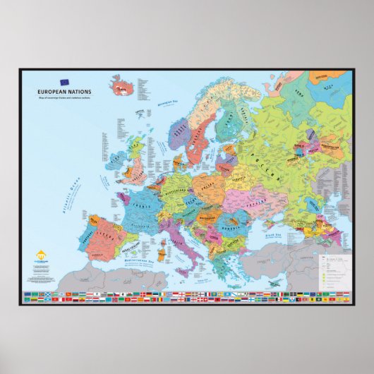 Poster "European Nations" Carte des nations (en anglais) (Devant)