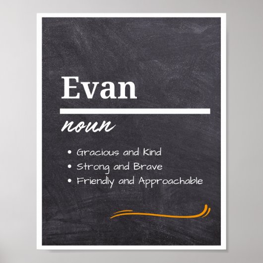 Poster Evan, Garçon Nom Personnalisé Définition (Devant)