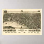 Poster Evansville, IN Panoramic Map - 1888 (Devant)