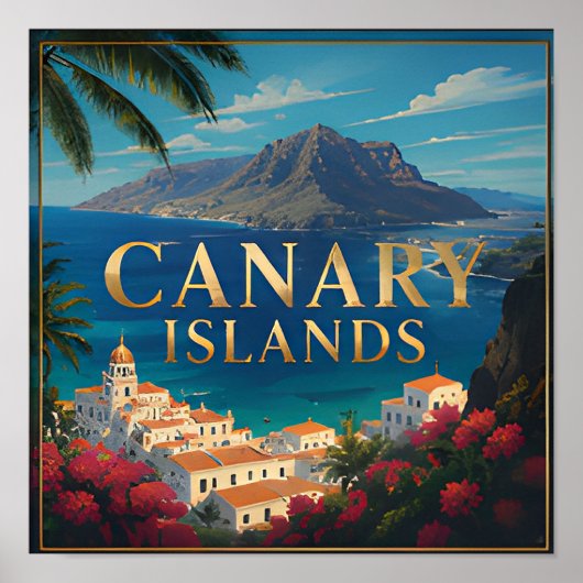 Poster Évasion Côtière des Îles Canaries Vues Tropicales  (Devant)